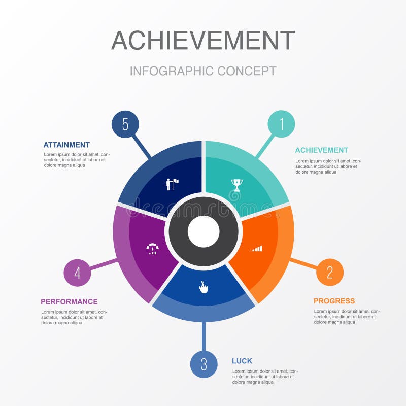 achievement, progress, luck, performance, attainment icons Infographic design template. Creative. achievement, progress, luck, performance, attainment icons Infographic design template. Creative