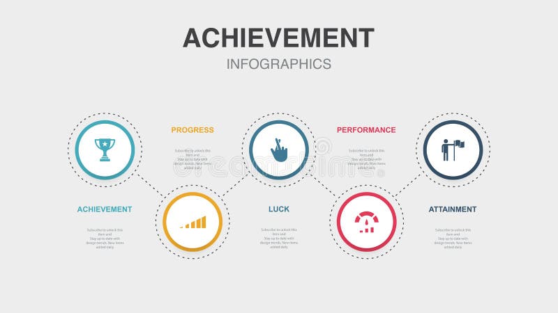 achievement, progress, luck, performance, attainment, icons Infographic design template. Creative. achievement, progress, luck, performance, attainment, icons Infographic design template. Creative
