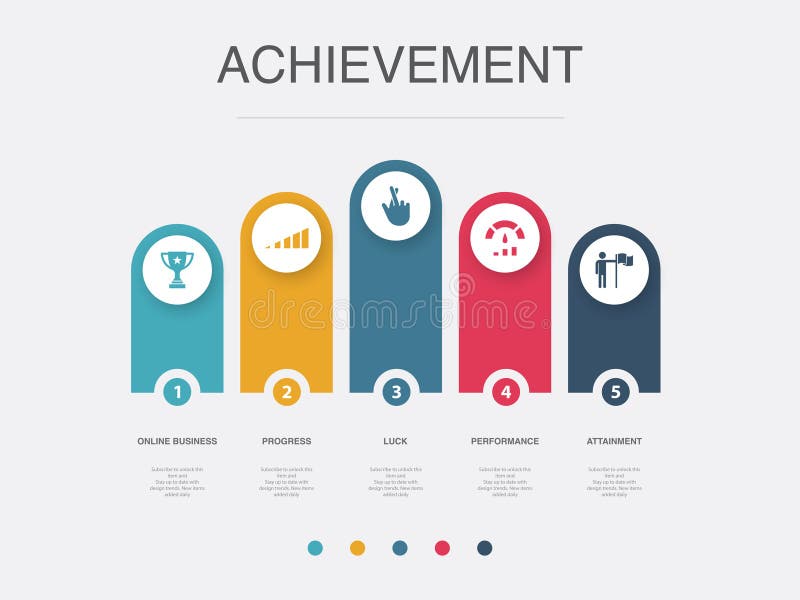 achievement, progress, luck, performance, attainment, icons Infographic design layout template. achievement, progress, luck, performance, attainment, icons Infographic design layout template