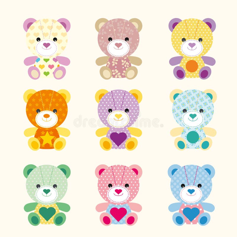 Oso colorido del bebé con diverso modelo stock de ilustración Oso colorido del bebé con diverso modelo stock de ilustración