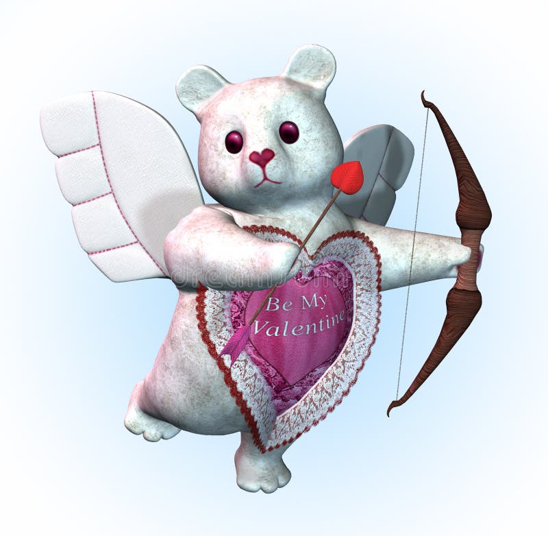 Oso de la tarjeta del día de San Valentín del Cupid stock de ilustración Oso de la tarjeta del día de San Valentín del Cupid stock de ilustración
