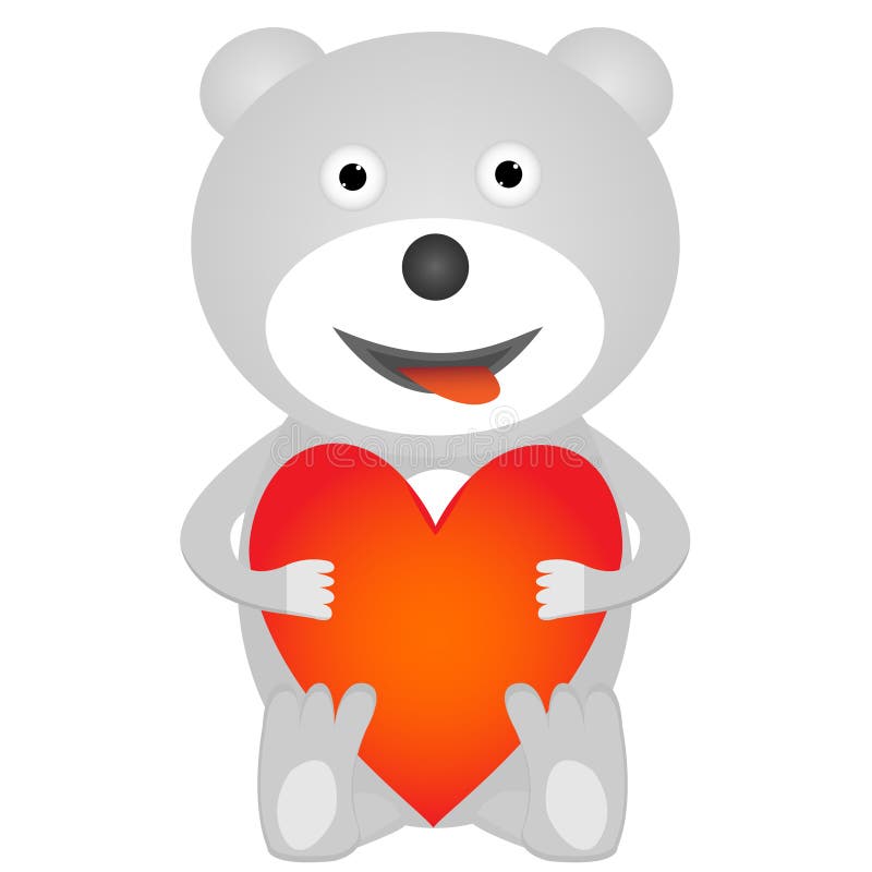 Oso de peluche que lleva a cabo el corazón rojo stock de ilustración Oso de peluche que lleva a cabo el corazón rojo stock de ilustración