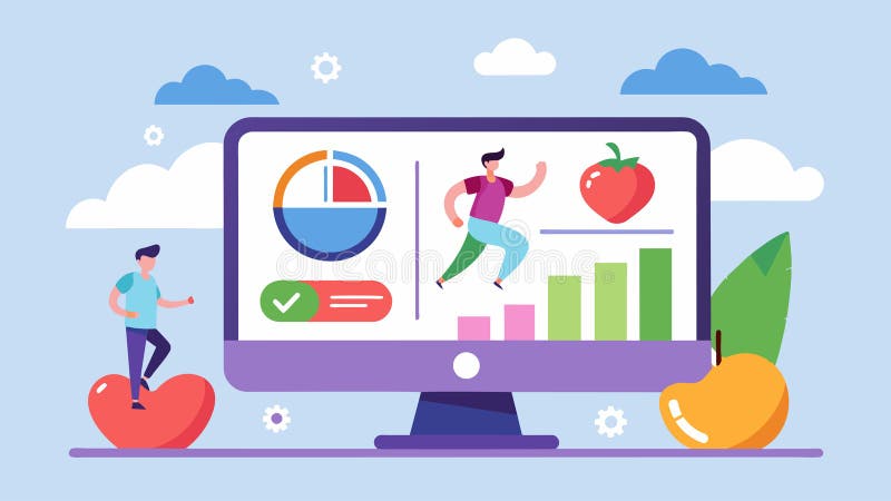 Osservate i vostri progressi verso uno stile di vita più equilibrato e sano, monitorando le metriche di benessere sul vostro illustrazione di stock