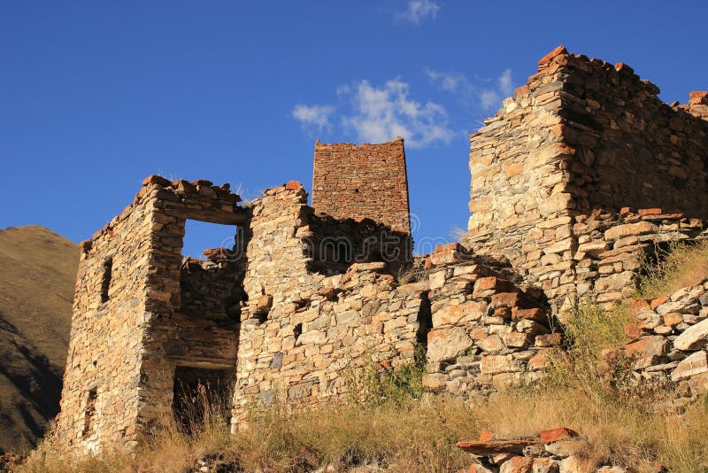 Ossetian towers in the Abano village in the Truso gorge (Georgia)