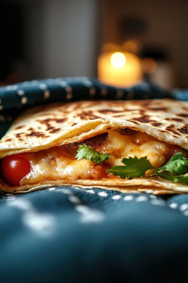 Ost quesadilla har smälts på ett mycket fint sätt med färska ingredienser inslagna i grå tortillas perfekt för en lockande kulinär vektor illustrationer