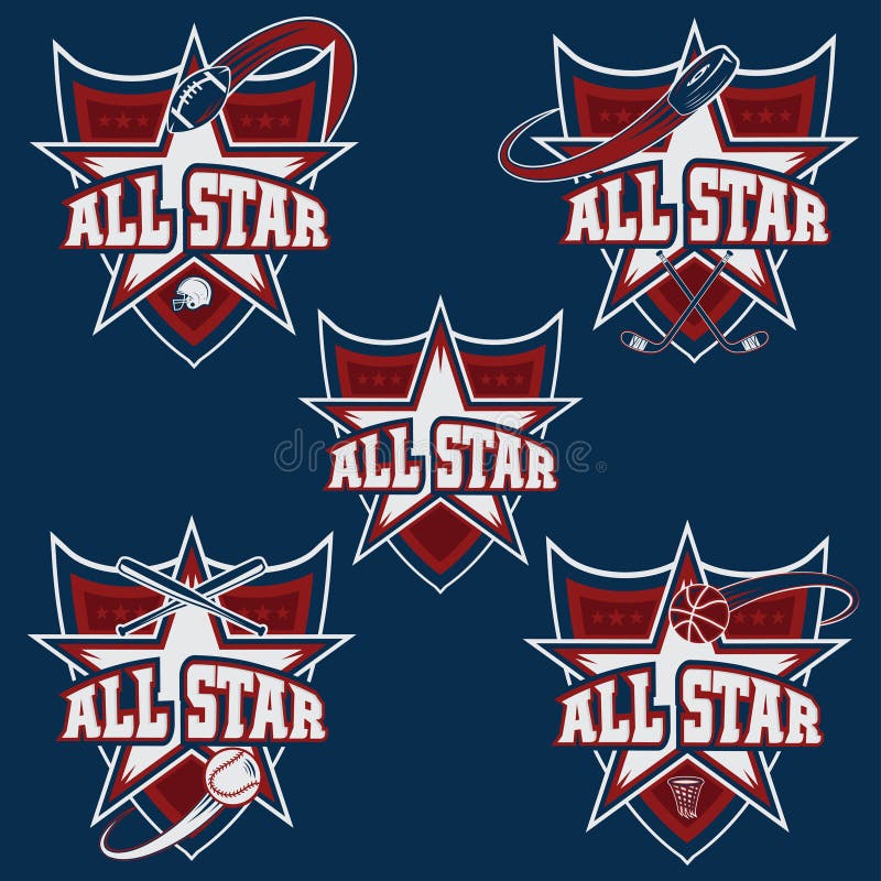 Emblemas de estrelas do desporto ilustração stock