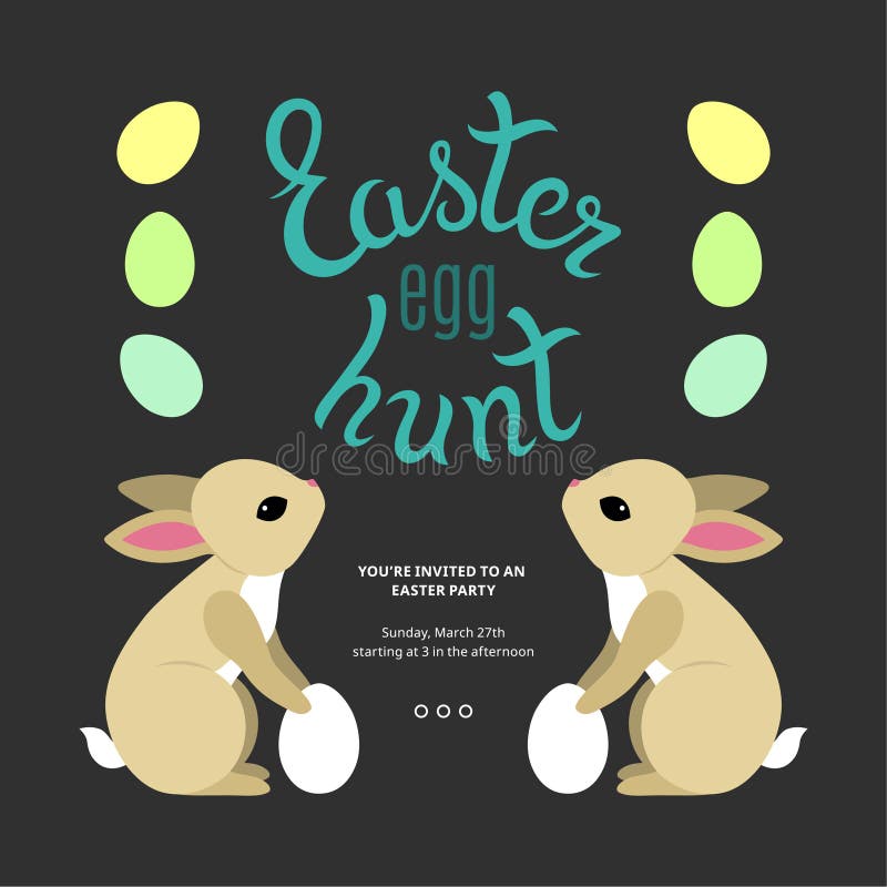 Easter Egg Hunt Template Poster. Easter Party Ideas. Colorful Cartoon Eggs and Cute Bunnies. Easter Egg Hunt Template Poster. Easter Party Ideas. Colorful Cartoon Eggs and Cute Bunnies.