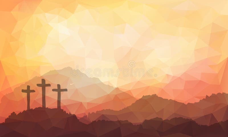 Ostern-Szene mit Kreuz Jesus Christ Watercolor-Vektorillustration
