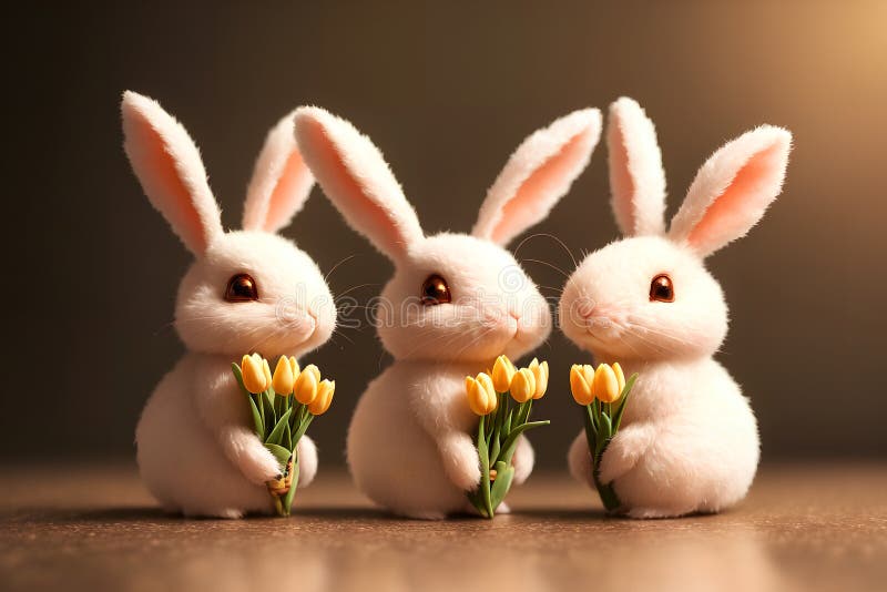 Ostersymbolen flauschig weiße Bundsen. ai-generierte Abbildung lizenzfreie stockfotografie
