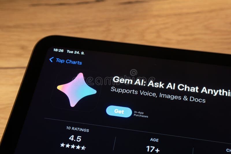 App store with Gem AI chatbot mobile application to be installed royalty free stock photography