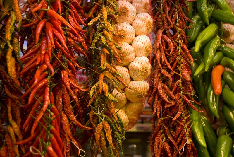 Spicy food at the market in Barcelona. Spicy food at the market in Barcelona