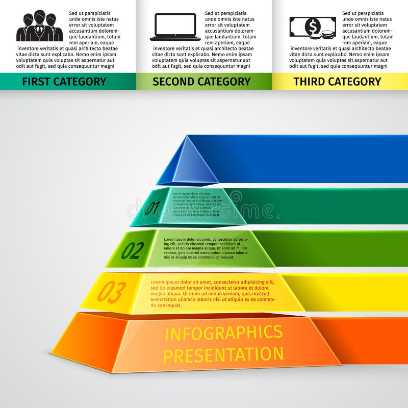Ostrosłupa 3d infographics ilustracja wektor Ostrosłupa 3d infographics ilustracja wektor