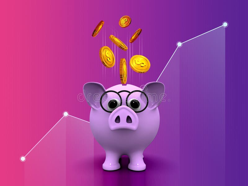 Oszczędzanie pieniądze prosiątka banka dolarowy złoty menniczy biznesowy zarządzanie inwestycyjne wprowadzać na rynek 3d projekt ilustracji Oszczędzanie pieniądze prosiątka banka dolarowy złoty menniczy biznesowy zarządzanie inwestycyjne wprowadzać na rynek 3d projekt ilustracji