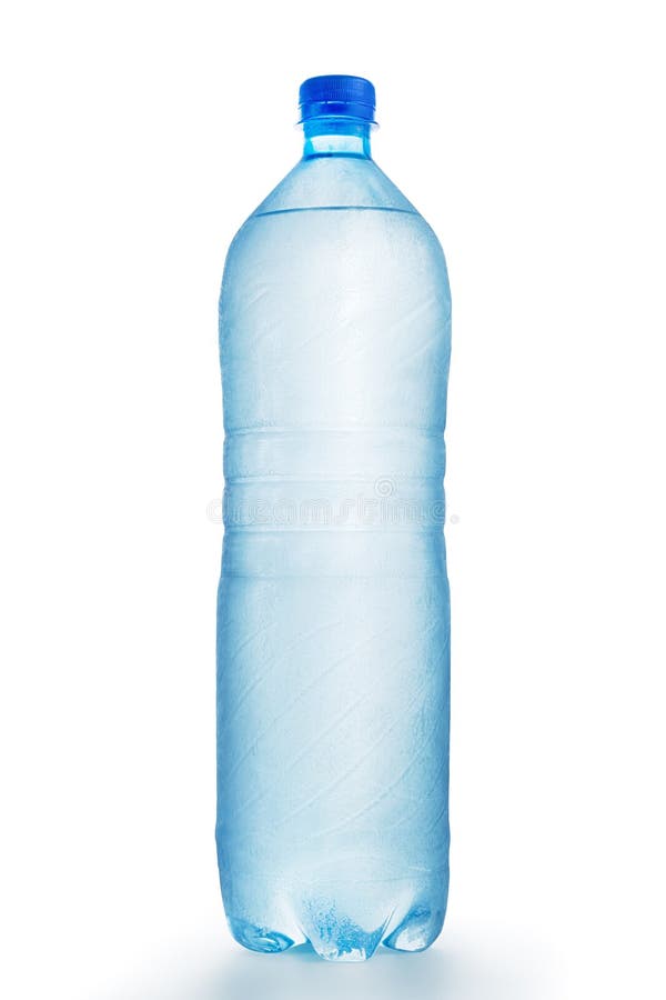Oszroniejąca plastikowa butelka odizolowywająca woda zdjęcie stock Oszroniejąca plastikowa butelka odizolowywająca woda zdjęcie stock
