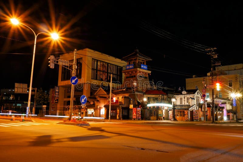 Otaru , Japan - July 26 ,2017 : Otaru city center popular tourist destination at night stock photos Otaru , Japan - July 26 ,2017 : Otaru city center popular tourist destination at night stock photos