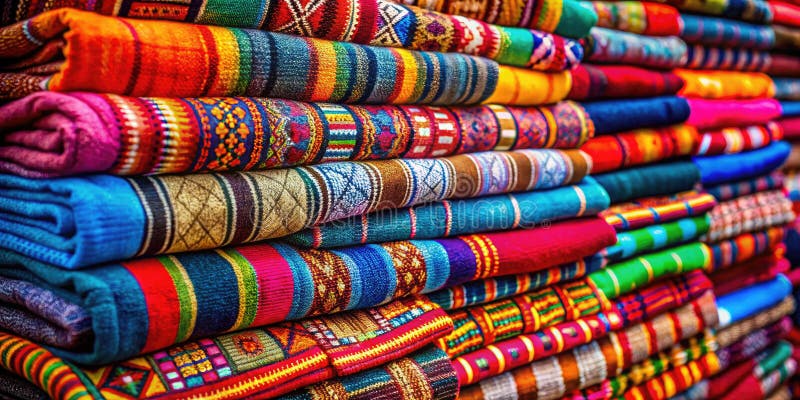 Otavalo Market A Kaleidoscope of Andean Textiles Exploring the Vibrant Craftsmanship of Ecuador Peru and Bolivia royaltyfri illustrationer