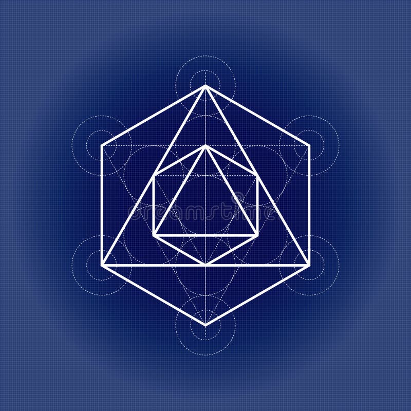 Ottaedro dal cubo di Metatrons, illustrazione sacra di vettore della geometria su relazione tecnica