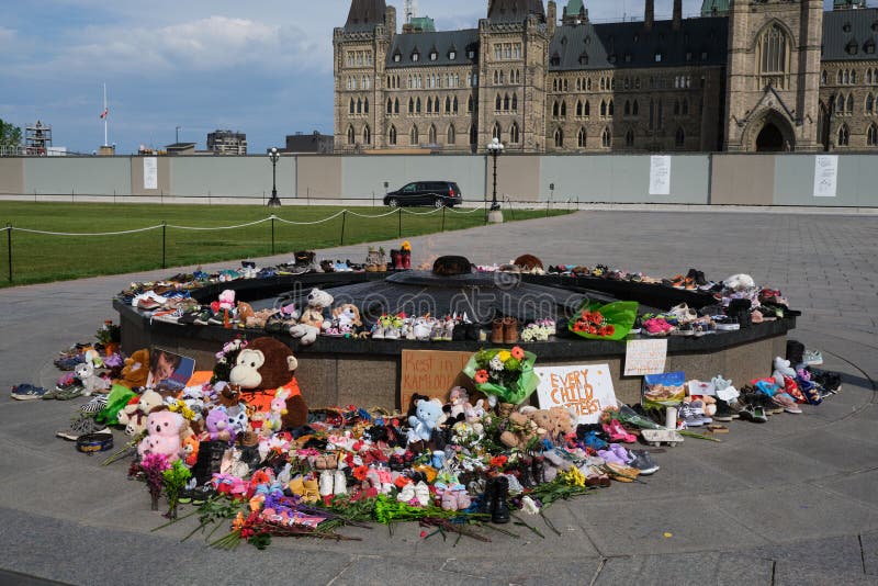 Ottawa, Canada. June 1, 2021. Memorial to Native Children who died in BC Residential School.