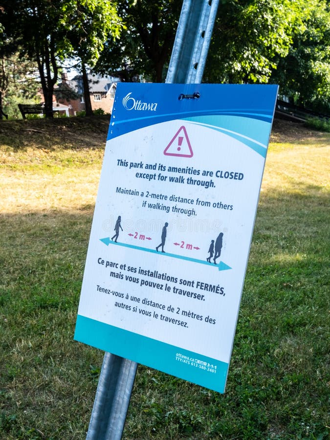 Closed Ottawa Park Sign During COVID-19 Pandemic