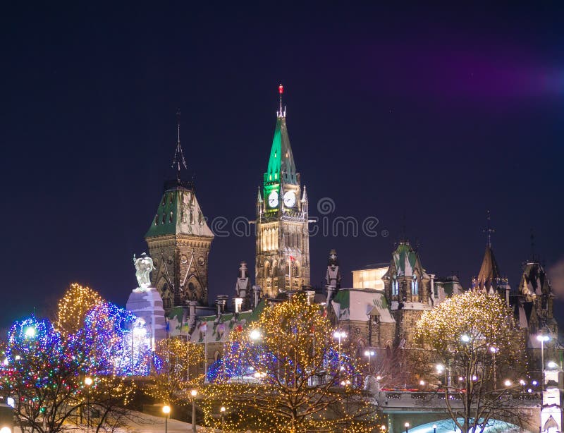 Ottawa Parliament Buildings at Christmas royalty free stock images Ottawa Parliament Buildings at Christmas royalty free stock images