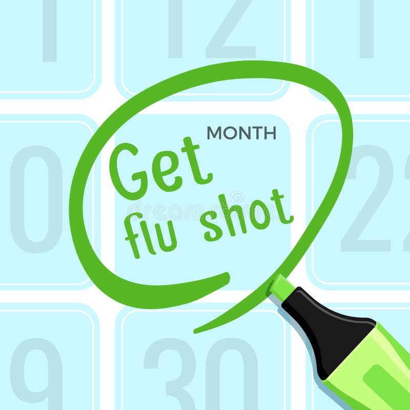 Ottenga il manifesto dell'iniezione antinfluenzale con l'illustrazione di vettore di titolo del titolo