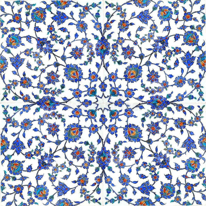 Kvetinový vzor na tureckej dlaždice nájsť v Rustempasa Mešita v Istanbule, Turecko.
