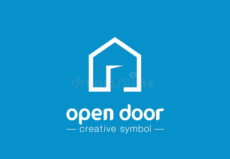 Otwarte drzwiego symbolu kreatywnie pojęcie Domowy guzik, budowy architektura, nieruchomości agencji abstrakcjonistyczny biznesow royalty ilustracja Otwarte drzwiego symbolu kreatywnie pojęcie Domowy guzik, budowy architektura, nieruchomości agencji abstrakcjonistyczny biznesow royalty ilustracja