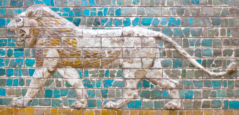 Oud detail van de Piek van Babylonian Ishtar stock afbeelding Oud detail van de Piek van Babylonian Ishtar stock afbeelding