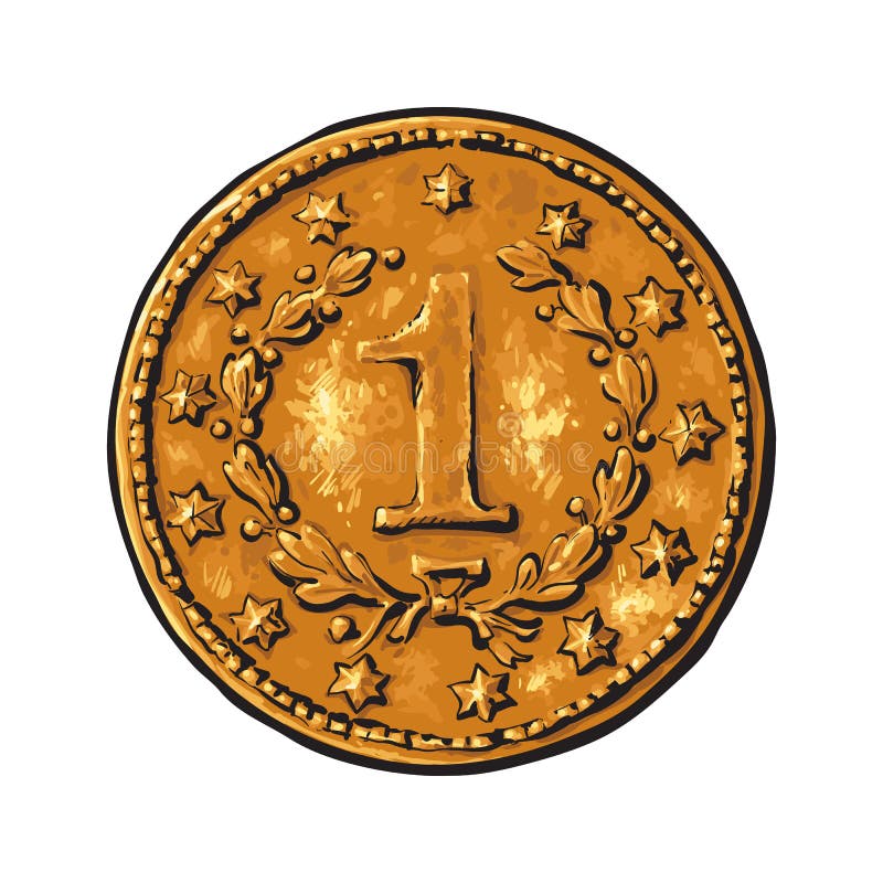 Oud gouden muntstuk stock illustratie Oud gouden muntstuk stock illustratie