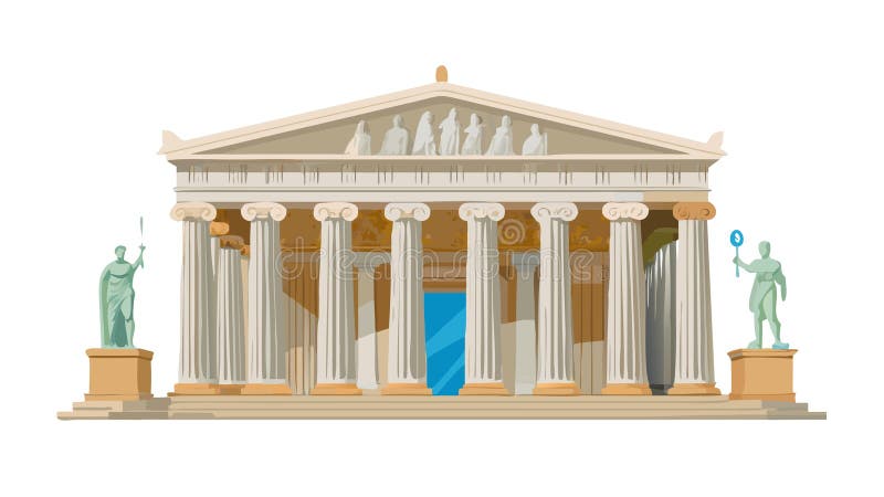 Oud Grieks Parthenon Tempel, vector ontwerp Generatieve AI royalty-vrije illustratie