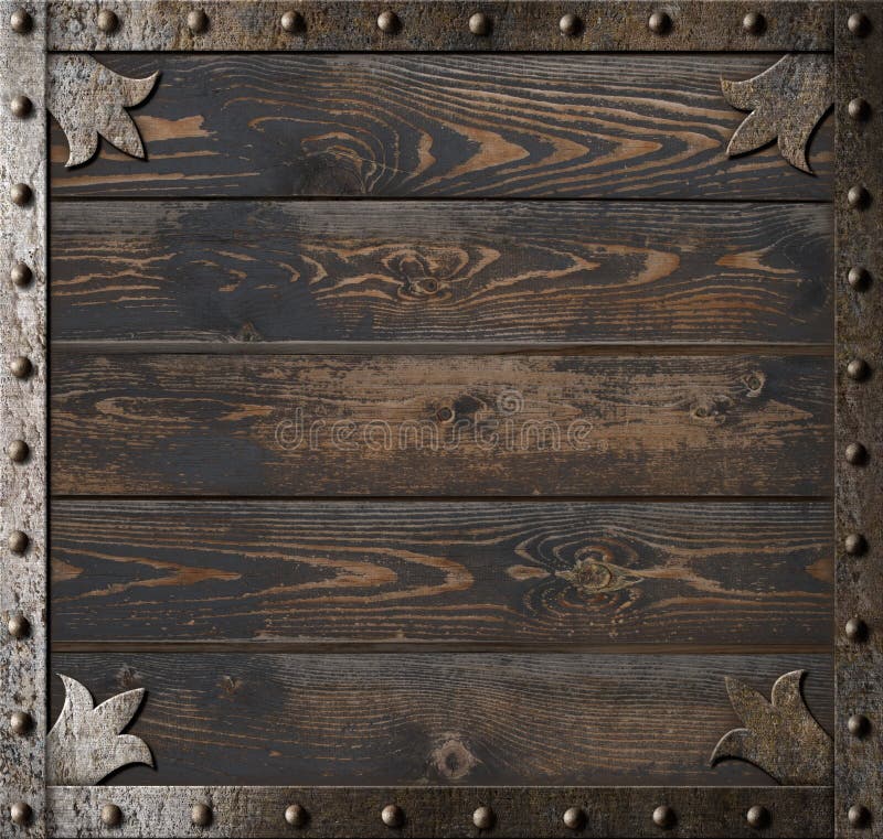 Oud metaalkader over houten paltes 3d illustratie als achtergrond vector illustratie Oud metaalkader over houten paltes 3d illustratie als achtergrond vector illustratie