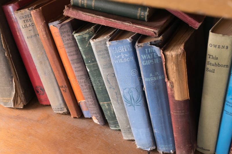 Old books on a shelf, antique store. Old books on a shelf, antique store