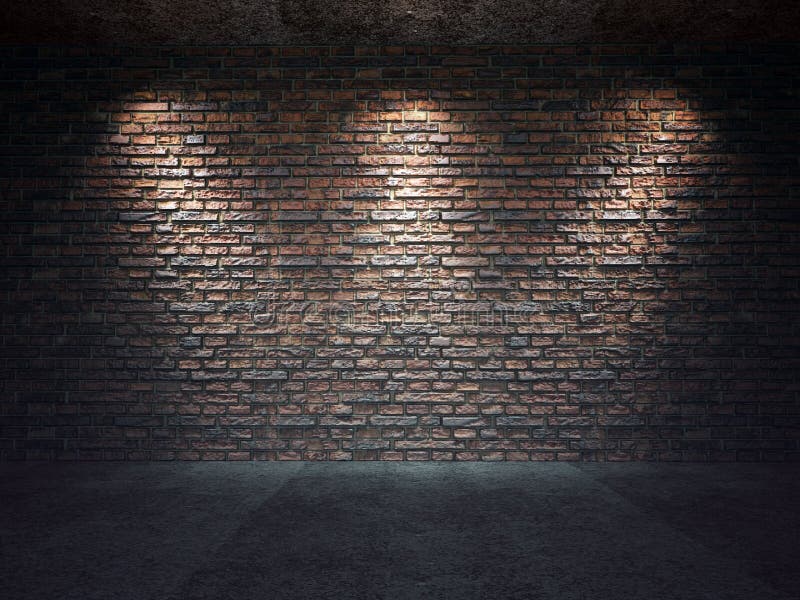 An old brick wall illuminated by three spot lights. An old brick wall illuminated by three spot lights