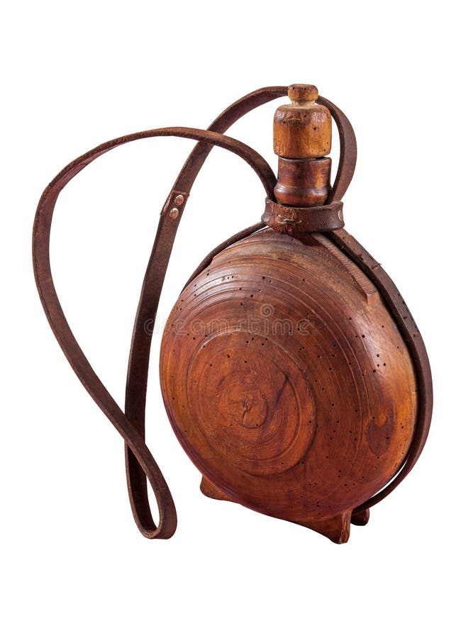 Oude die waterfles van donker hout wordt gemaakt - cutura stock afbeelding Oude die waterfles van donker hout wordt gemaakt - cutura stock afbeelding