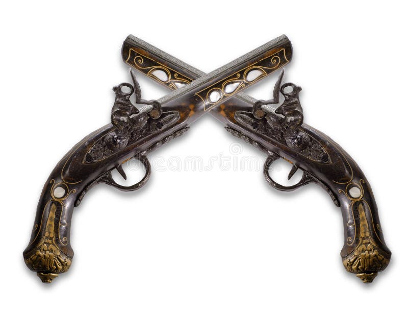 Oude flintlock pistolen royalty-vrije stock foto's Oude flintlock pistolen royalty-vrije stock foto's