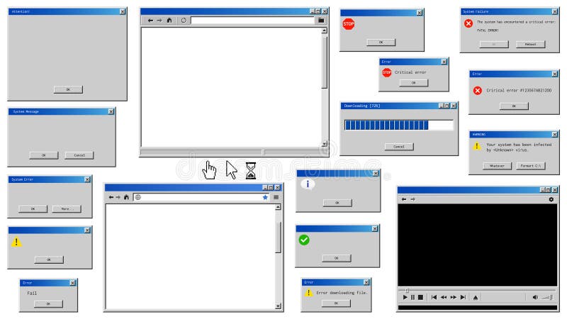 Oude vensters van de gebruikersinterface. royalty-vrije illustratie