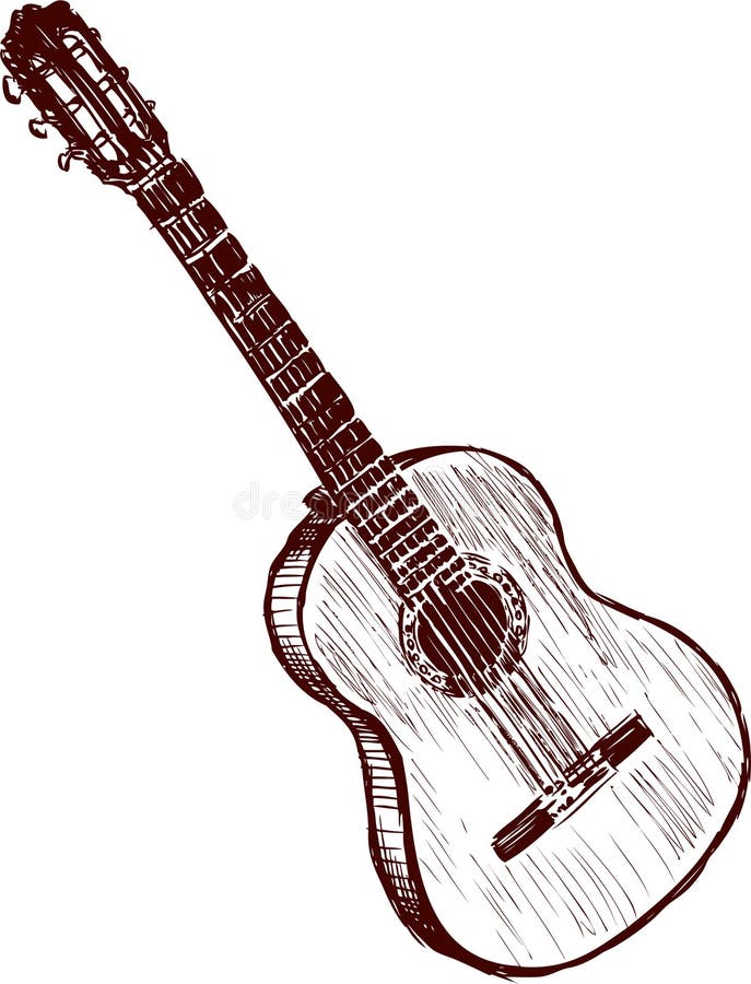 scherp Moment Mount Bank Oude gitaar vector illustratie. Illustration of gitaar - 30326592