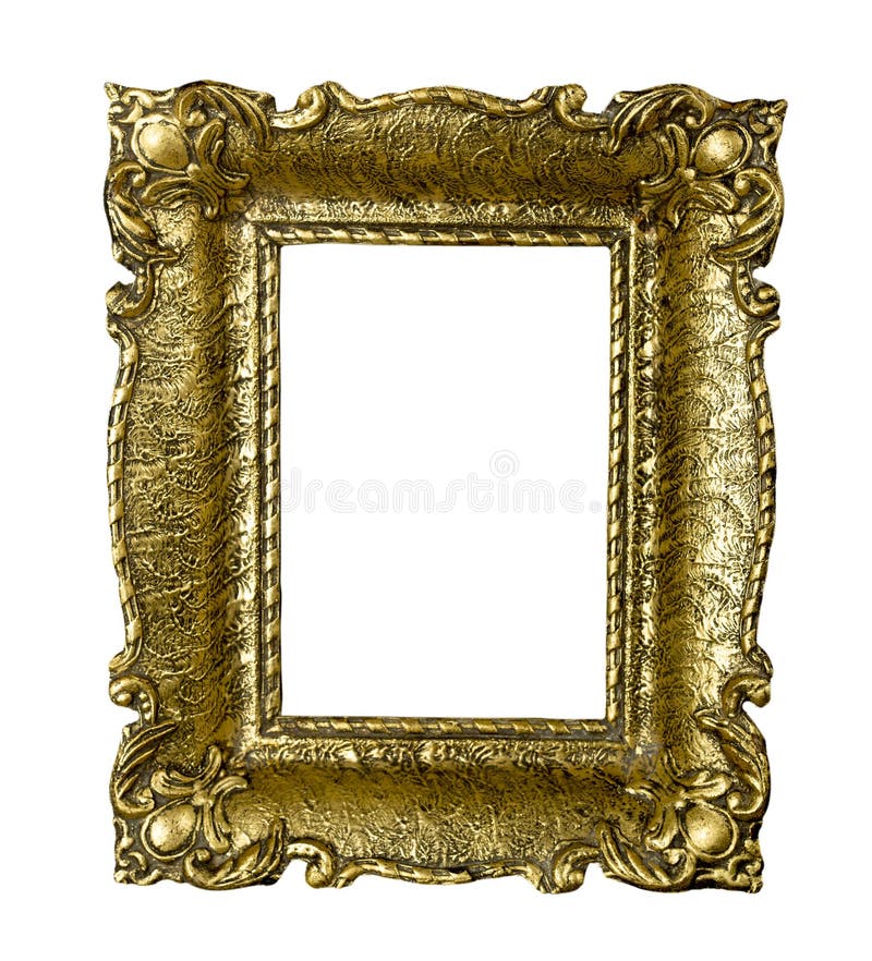 Oude gouden uitstekende die omlijsting op wit wordt geïsoleerd stock fotografie Oude gouden uitstekende die omlijsting op wit wordt geïsoleerd stock fotografie