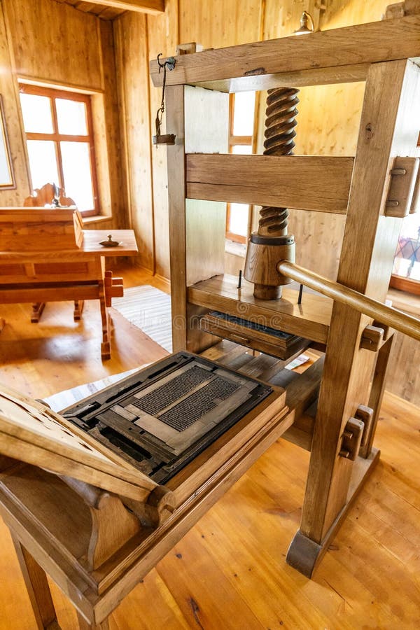 Oude houten drukpers