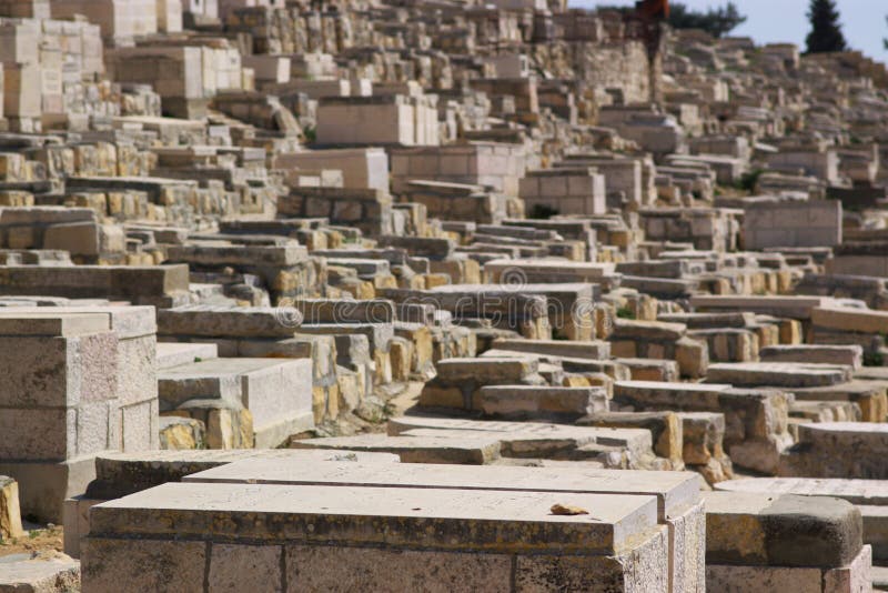 Old Jewish cemetery on olive mountain in old Jerusalem. Old Jewish cemetery on olive mountain in old Jerusalem