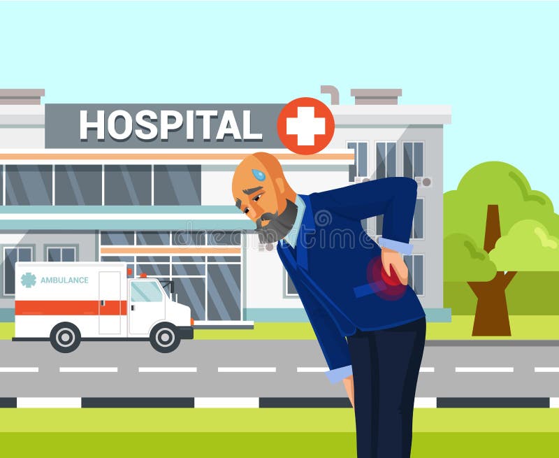 Oude Mens die aan Rugpijn Vlakke Tekening lijden vector illustratie Oude Mens die aan Rugpijn Vlakke Tekening lijden vector illustratie