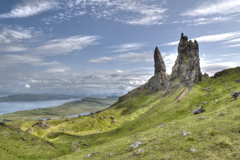Oude Mens van Storr-Eiland van Skye Scotland HDR royalty-vrije stock foto's Oude Mens van Storr-Eiland van Skye Scotland HDR royalty-vrije stock foto's
