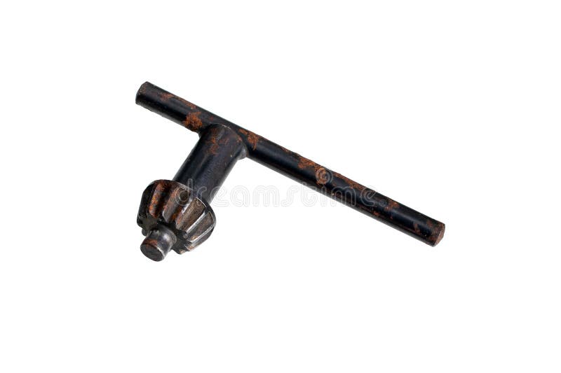 Oude roestboor op een witte achtergrond stock foto's