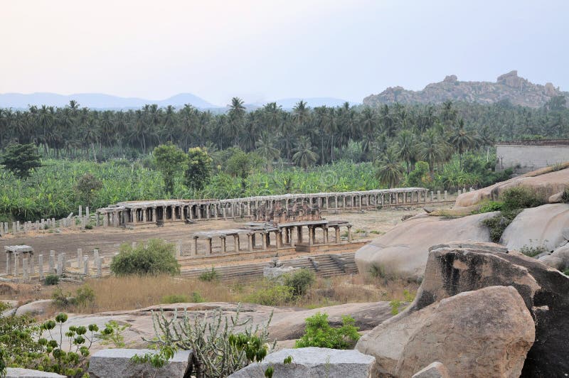 Oude ruïnes van Hampi, Karnataka, India royalty-vrije stock foto's Oude ruïnes van Hampi, Karnataka, India royalty-vrije stock foto's