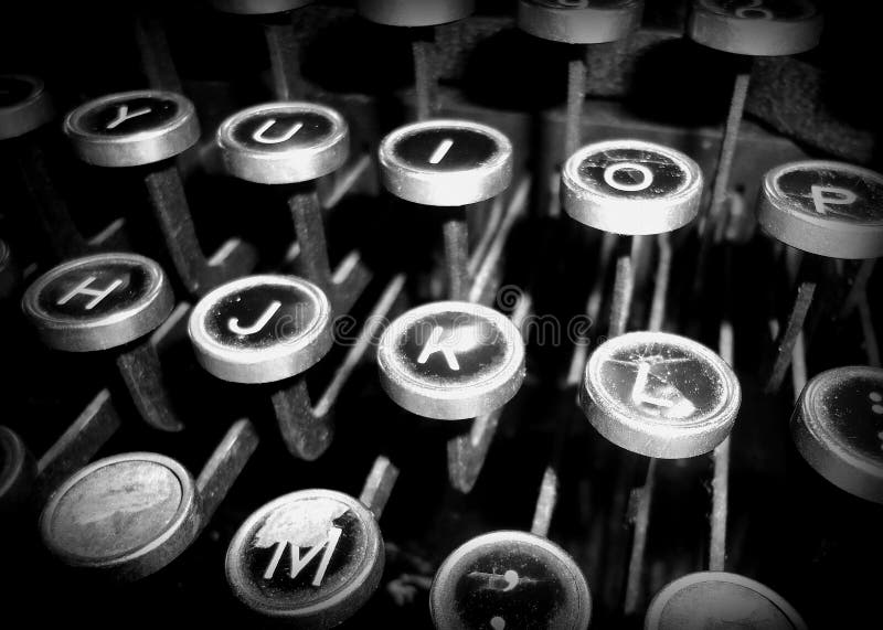 Oude Typemachine Toetsen in Zwart & Wit royalty-vrije stock foto