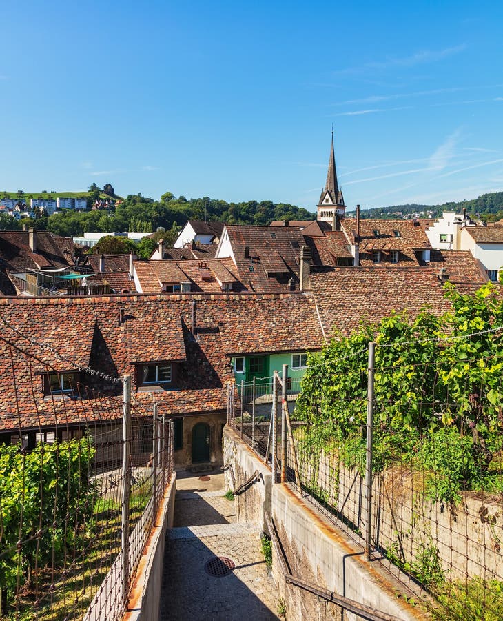 Oude stad van de stad van Schaffhausen, Zwitserland royalty-vrije stock afbeelding Oude stad van de stad van Schaffhausen, Zwitserland royalty-vrije stock afbeelding