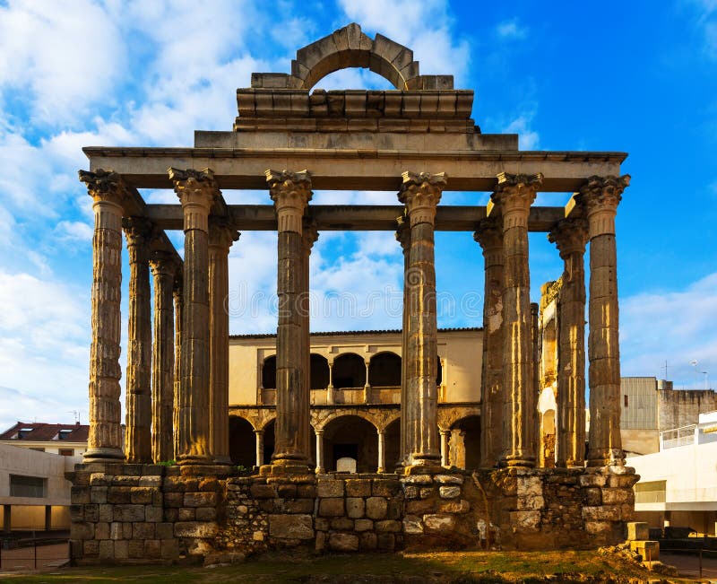 Oude tempel van Diana Merida, Spanje stock foto Oude tempel van Diana Merida, Spanje stock foto