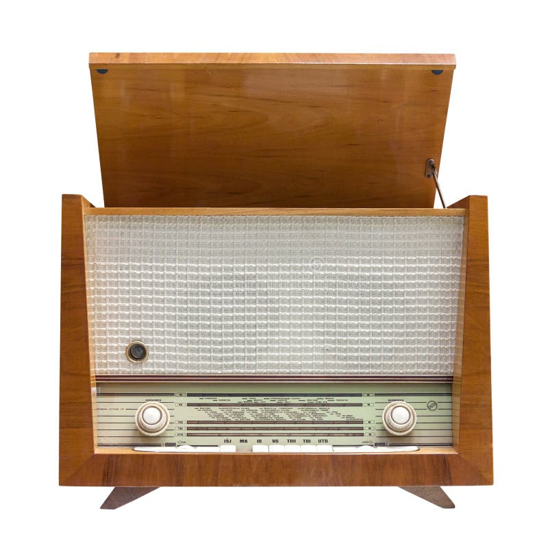 Oude uitstekende die radio op witte achtergrond wordt geïsoleerd royalty-vrije stock foto Oude uitstekende die radio op witte achtergrond wordt geïsoleerd royalty-vrije stock foto