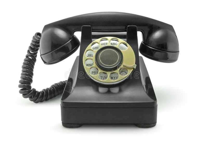 Oude vintage telefoon op wit stock fotografie