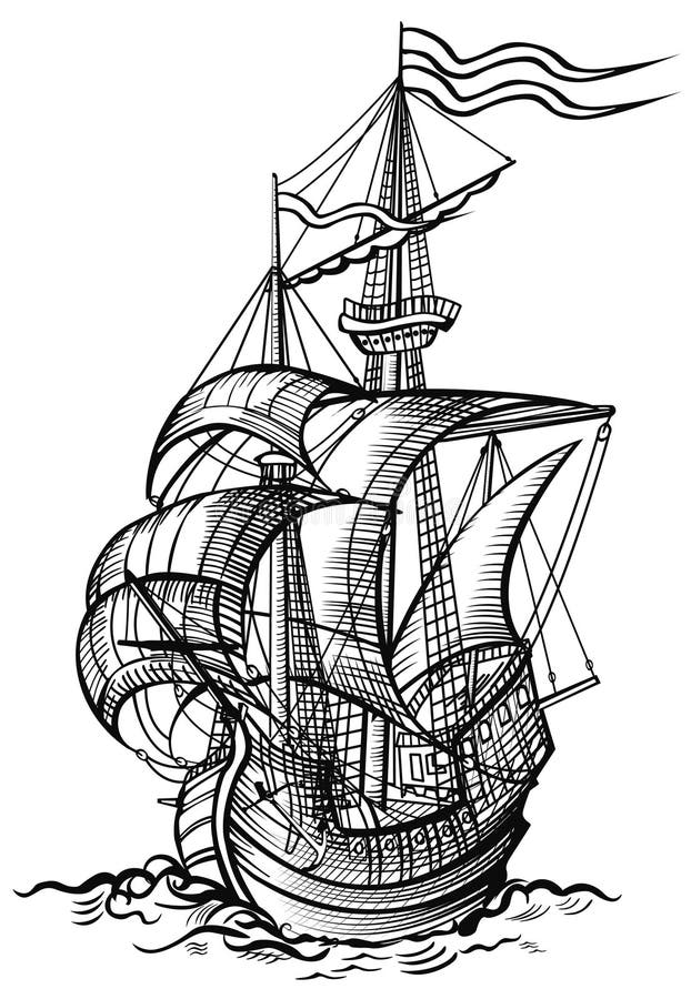 Oude varende boot stock illustratie Oude varende boot stock illustratie